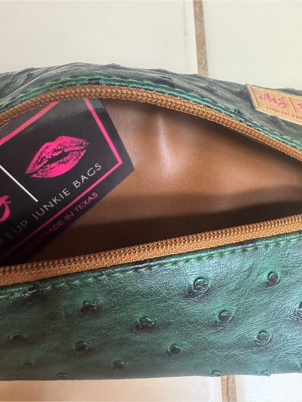 Makeup Junkie Mini Bag June Green Ostrich - Picture 4 of 5